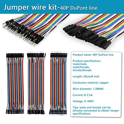 840 Pcs Breadboard Jumper Wire Cables for Arduino, 14 Values, 2 mm/0.08"-125 mm/4.92" U-Shape Magnetic Jumper Wires Assortment kit & 120Pcs 20cm/8 inch Length Dupont Cable Assorted Kit - size: 840pcs Jumper Wires + 120pcs Dupont Cable