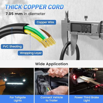 MECMO 4-Pin Flat Trailer Extension Cable 12 Inch, Heavy Duty 18AWG Copper 4 Way Wiring Connector Harness, Vehicle-Side and Trailer-Side 4 Prong Light Plug Hitch Wire Extension 1ft - size: 1ft (12 inch)