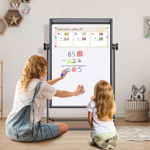 Easel Whiteboard with Stand 40" x 28" Aluminum Frame (Black)