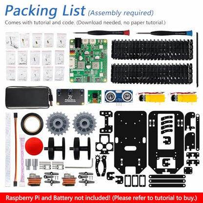 Freenove Tank Robot Kit for Raspberry Pi 5 4 B 3 B+ Zero 2 W, Crawler Chassis, Grab Objects, Ball Tracing, Line Tracking, Obstacle Avoidance, App Control, Camera, Servo (Raspberry Pi NOT Included)