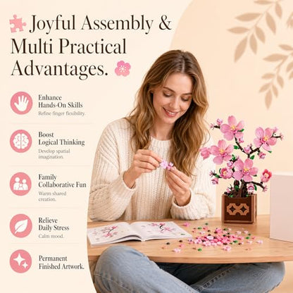 Botanicals Peach Blossom Artificial Flowers Building Set - color: Cherry Blossom Pink