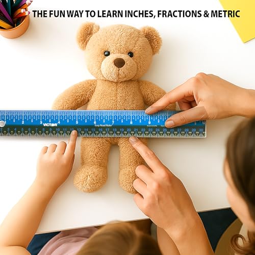 Victor Easy Read 12-Inch Plastic Ruler, Non-Glare Straight Edge Ruler, Standard and Metric Measuring Tool for School, Office, Drafting, Drawing, and Crafts - size: 12 inch (1 Count)