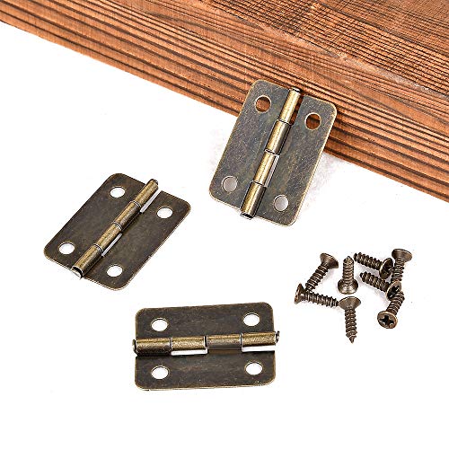 60Pcs Mini Antique Bronze Hinges for Jewelry Box Bird House Handmade Crafts - color: Bronze