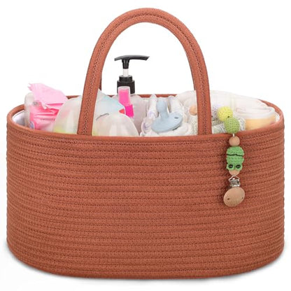 COMSE Baby Diaper Caddy Organizer with Handles, Cotton Rope, Autumn Glaze - color: Autumn Glaze, size: Regular