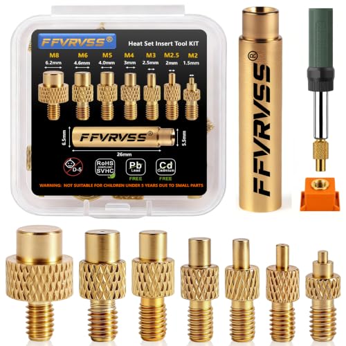 Heat Set Insert Tool 7X Soldering Tips for M2 M2.5 M3 M4 M5 M6 M8 Threaded Inserts with 900M T18 Soldering Iron Adapter Premium Clear Storage Case Precision Press Tool for 3D Printer Parts - color: M2-m8 New Edition 8 Tips