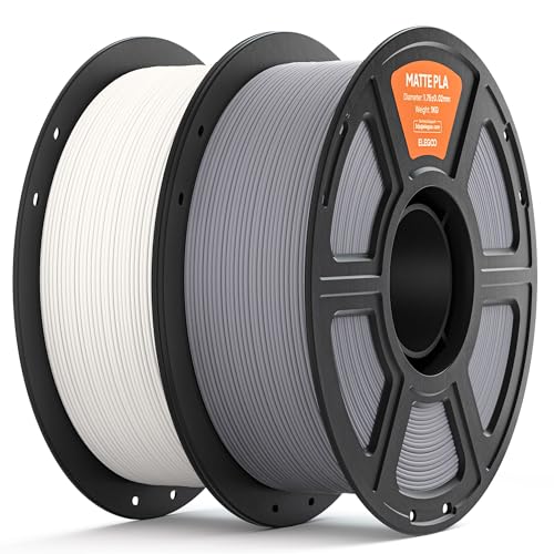 ELEGOO Matte PLA 3D Printer Filament 1.75mm White & Slate Gray 2KG - color: 2*1kg White,slate Gray