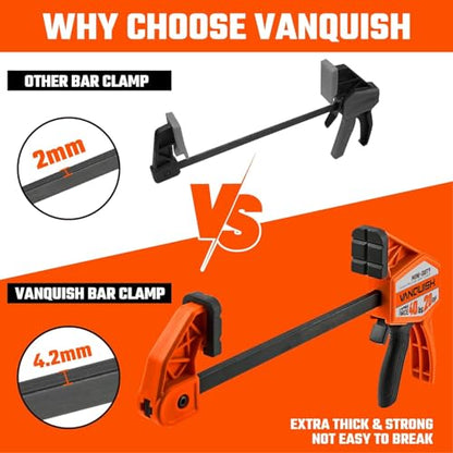 VANQUISH 4'' Mini Bar Clamps for Woodworking 4 Pack, 40LBS Load Limit - size: 4inch 4 Pack