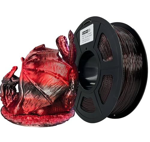 PETG 3D Printer Filament 1.75 mm,Translucent Red Black,Ruby Red Gradient,Multi Color PETG Filament,Accuracy +/- 0.05 mm net Weight 1 kg - color: Petg Red Black