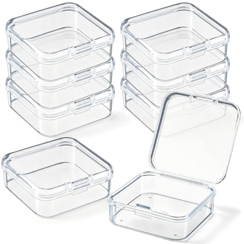 SATINIOR 8 Pcs Small Clear Plastic Container Box, 2.1×2.1×0.8in - size: 2.1×2.1×0.8in