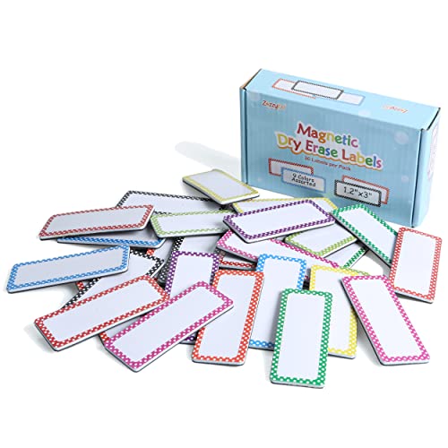 36 pcs Magnetic Name Tags Plates, Office & School Supplies, Magnetic Dry Erase Labels for White Board & Refrigerator - size: 3" x 1.2"