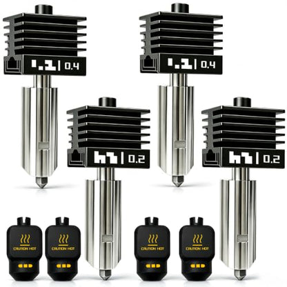 4‑Pack 0.2mm/0.4mm P2S Hotend for Bambu Lab X2D/H2D/H2S/A1/A1 Mini Combo - style: 4PK 0.2/0.4mm