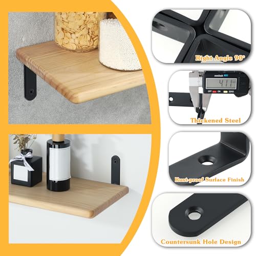 Alise 4mm Thick L Bracket for Shelves,6x4 Inch Shelf Brackets Black,4 Pcs - color: Black, size: 6x4 Inch (4mm-Thick)