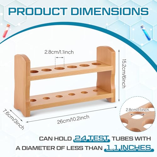 CroBlissful Wooden Test Tube Rack Accommodates Multiple Tubes up to 28mm 10.2" Wide Laboratory Wood Construction Test Tube Holder(2 Pcs,6 Holes) - style: 6 Holes