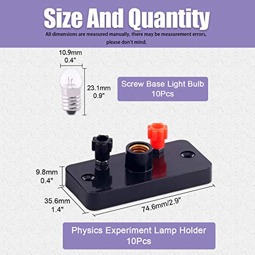 Swpeet 20Pcs E10 Miniature Bulb Holder with E10 White Bulb Kit,Perfect for Physics Laboratory, Electronic Experimenting, Teaching Basic Principles of Electricity & How a Simple Circuit Works - style: E10 Miniature Bulb Holder