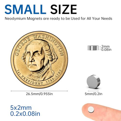 5x2mm Magnets for Crafts, 260PCS Small Strong Neodymium Magnets - size: 5x2mm 260PCS