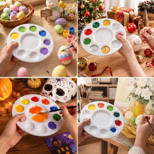 36 Pack Paint Palettes, Round Plastic Paint Palette Trays for Acrylic, Watercolor and Gouache, Reusable Paint Mixing Trays for Kids, Classroom, School and Art Parties - color: Circular 36 Pcs