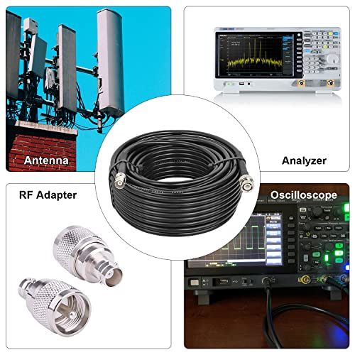 MOOKEERF BNC Male to BNC Female Coaxial Cable 50 ohm RG8X Coax Ultra Low Loss for Antenna, RF Radio, Modem, Oscilloscope, Spectrum, Analyzer, Signal Generator (50FT) - size: 50FT