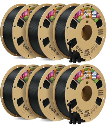 OVERTURE 6KG Bundle Easy PLA 1.75mm, Easy to Print 3D Printer Filament - color: Easy Black*6