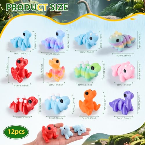 3D Printed Dinosaur Toys 12 Pack Articulated Flexible Desk Decor Set - size: Dinosaurs, style: 12 PCS