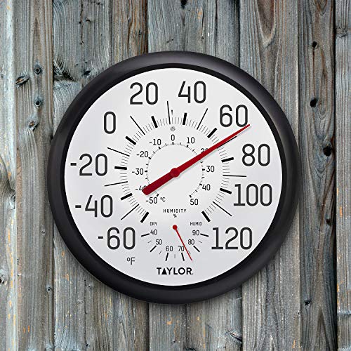 Taylor 13.25 Inch in/Out Weather Thermometer with Hygrometer - color: Black, size: 13.25 Inch