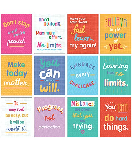 Carson Dellosa 12-Piece Growth Mindset Posters, Motivational 8.5" x 11" Wall Decor for Bulletin Board Decorations, Classroom, Office Decorations, School Counselor Must Haves - style: Growth Mindset