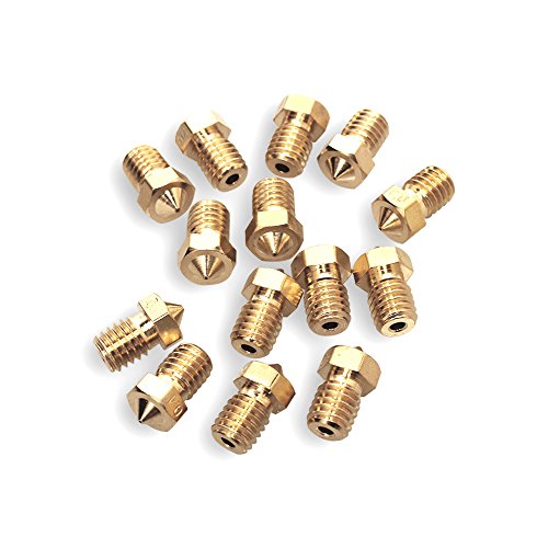 14 Pcs M6 3D Printer Nozzle 0.4mm Extruder Brass Nozzle Print Head for 1.75mm Filament E3D V5 V6 Makerbot