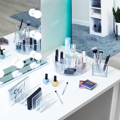iDesign The Sarah Tanno Collection Plastic Cosmetics and Makeup Palette Organizer, 7-Compartment, Clear, 20.3 cm × 10.1 cm × 7.6 cm - size: 20.3 cm × 10.1 cm × 7.6 cm, style: Pallet Organizer