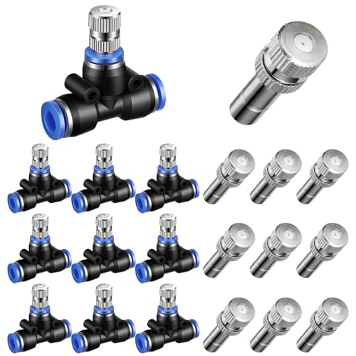 Gisafai 20 Pcs Brass Misting Nozzles Replacement Kit Outdoor, Two Section