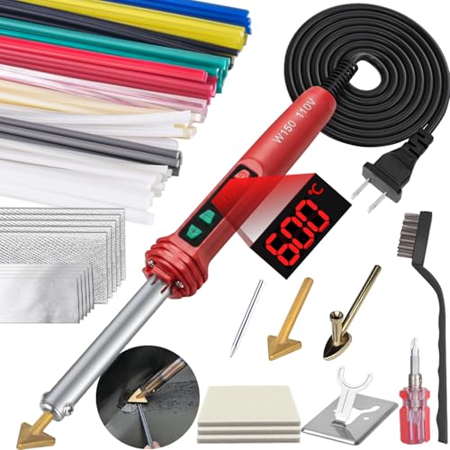 GNI Upgraded 150W LED Digital Adjustable Temperature Plastic Welder Kit - color: Red