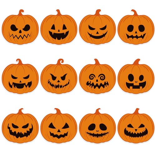 48Pcs Halloween Pumpkin Cutouts, Scary Pumpkin Paper Cutouts Halloween Pumpkins Shape Cut Outs Bulletin Board Decor for Trick or Treat Home Office Classroom Chalkboard Window Wall Door Decor - style: Halloween Pumpkin