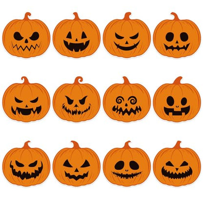 48Pcs Halloween Pumpkin Cutouts, Scary Pumpkin Paper Cutouts Halloween Pumpkins Shape Cut Outs Bulletin Board Decor for Trick or Treat Home Office Classroom Chalkboard Window Wall Door Decor - style: Halloween Pumpkin