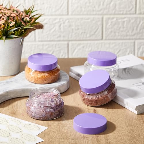 24 Pack Plastic Cosmetic Jars with Lids Label, 5 oz, Clear, Purple - color: Clear, Purple, size: 5 oz