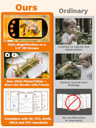 Bug Catcher for Kids with Microscope, Bug Catching Kit-Orange - color: Orange