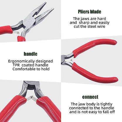 Keadic 8Pcs Jewelry Pliers Set - 4.5" Round Nose, Wire Cutting, Chain Nose Pliers With Tweezers, Jump Ring Opener for Jewelry Making, Wire Wrapping, Beading