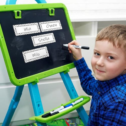 Eaasty 48 Pcs Dry Erase Magnetic Labels Reusable Magnetic Name Tag for Whiteboard Locker Fridge Classroom School Office Home(White with Black Polka Dots) - style: White with Black Polka Dots