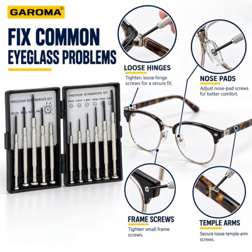 11PCS Mini Precision Screwdriver Set for Eyeglasses, Watches & Electronics - size: 11 in 1