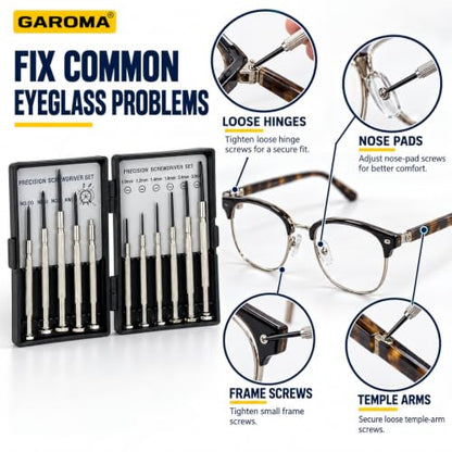 11PCS Mini Precision Screwdriver Set for Eyeglasses, Watches & Electronics - size: 11 in 1