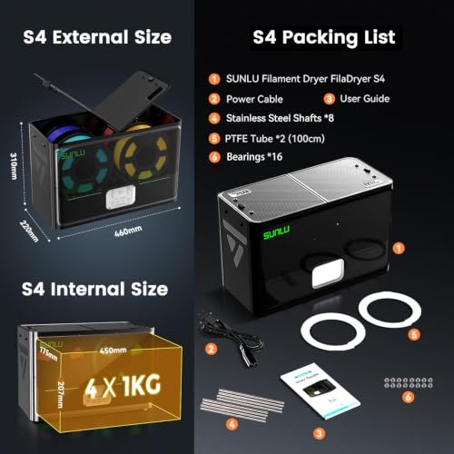 SUNLU S4 3D Printer Filament Dryer, Black - color: S4 Black