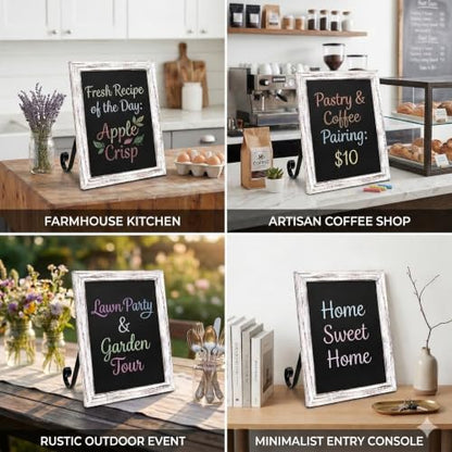 3 Sizes/3 Colors - Small Tabletop Chalkboard Sign with Stand - color: White, size: 11"W x 13"H