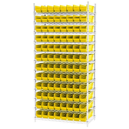 Akro-Mils 30128 Plastic Nesting Shelf Bin Box, (18-Inch x 4-Inch x 4-Inch), Yellow, (12-Pack) - color: Yellow
