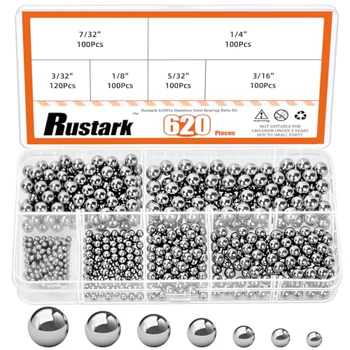 620Pcs 6 Sizes 304 Stainless Steel Bicycle Bearing Balls Assortment Kit SAE Precision Solid Bearing Ball Industrial Brass Ball Spheres for Machinery Automotive - size: 620pcs 6 sizes