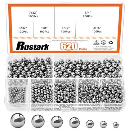 620Pcs 6 Sizes 304 Stainless Steel Bicycle Bearing Balls Assortment Kit SAE Precision Solid Bearing Ball Industrial Brass Ball Spheres for Machinery Automotive - size: 620pcs 6 sizes