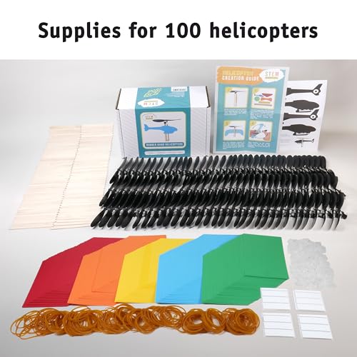 Rubber Band Helicopter Kit, 100-Pack - Bulk STEM Kits for Schools - size: 100 Pack