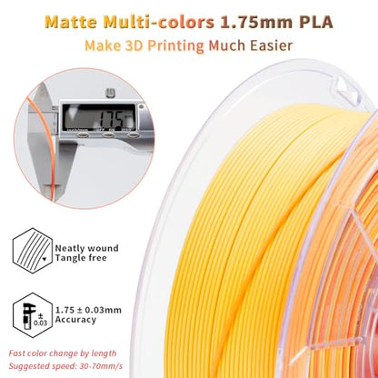 ZIRO PLA Filament Rainbow, 1.75mm 1kg, Fit Most 3D Printer, Falling Leaves - color: Falling Leaves (Matte)