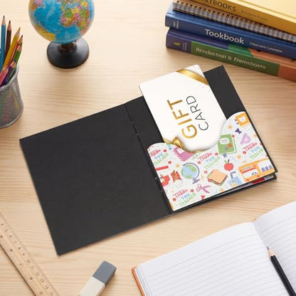 ReliThick Teacher Appreciation Gift Card Holder 5 Slots, 4.3 x 3.5 Inch Thank You Teacher Gift Card Booklet Sleeves Postcard Money Booklet Holder for Appreciation(Composition Notebook Style) - style: Composition Notebook Style