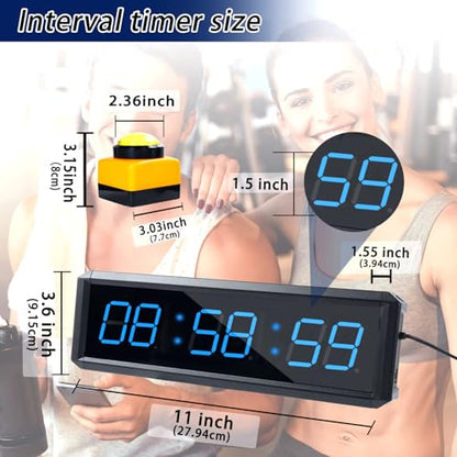 Independent Button Type 1.5-inch Fitness Room Rest Timer, Suitable for Gym Exercise/School/Home Exercise/Boxing Gym/Indoor Rock Climbing (1.5 inch 6-Digit Blue)