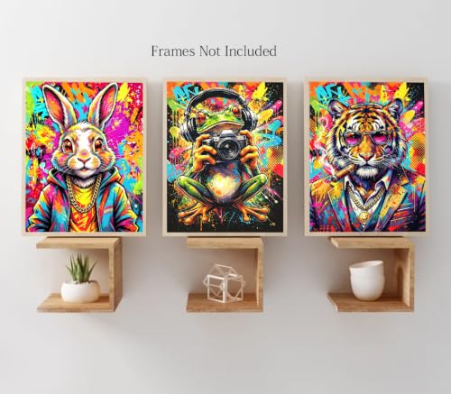 ZOIYINO Animal Graffiti Wall Art Prints,Kid Wall Art - color: Animal Graffiti Wall Art Prints