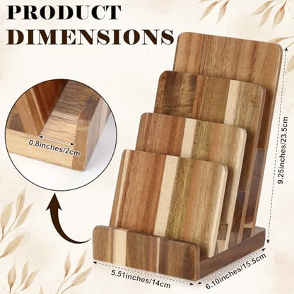 4 Tier Acacia Wood Brochure Display Stand 6 x 9 inch Brochure Holder Pamphlet Display Stand for 5.5 x 8.5 inch 5 x 7 inch Booklets Menus Postcard Holder Multi Purpose Organizer - color: Wood Color Acacia Wood