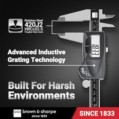 Brown & Sharpe 8 Inch Digital Caliper, IP67 Stainless Steel - size: 8 Inch