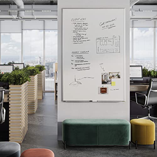 U Brands Dry Erase White Board, 48" x 72", Magnetic, Aluminum Frame - size: 72"W x 48"H